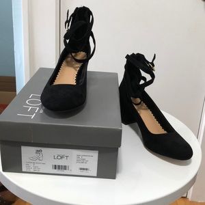 LOFT Black Suede Heels